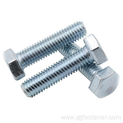 8.8 grade blue white zinc plated hexagon flat bolts DIN933